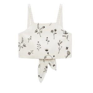 Zara Cream Floral Backless Tie Top